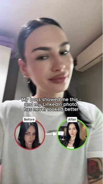 Creator showing a before and after LinkedIn photo