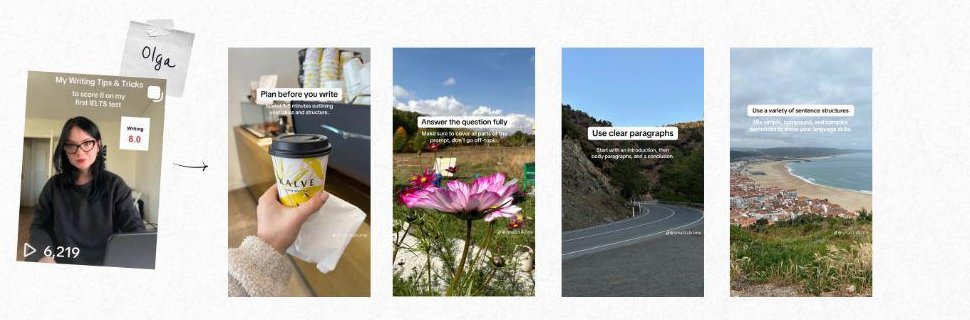 UGC carousel: My writing tips, 6,219 views
