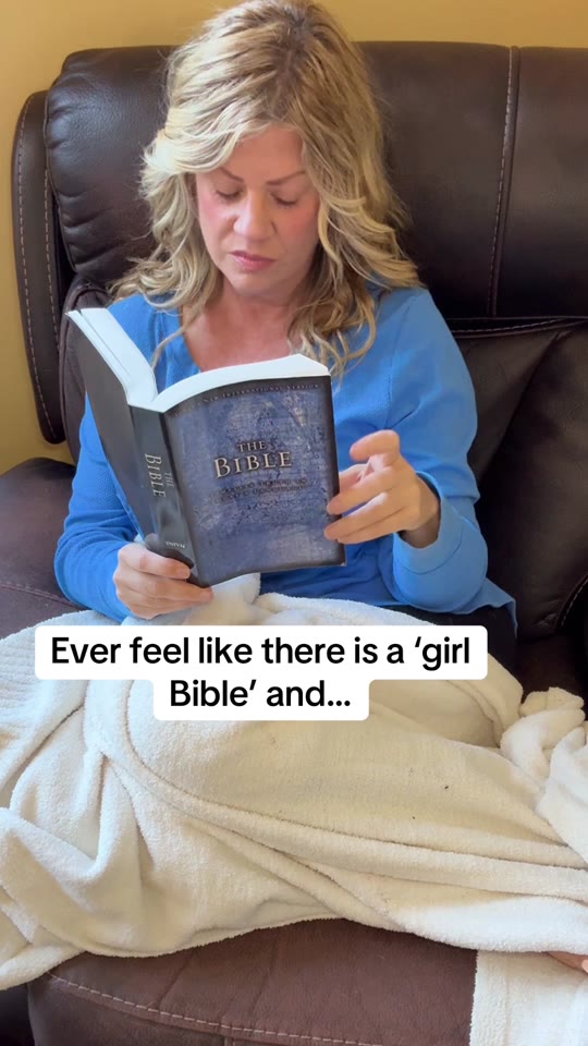 Reading the Bible on the couch